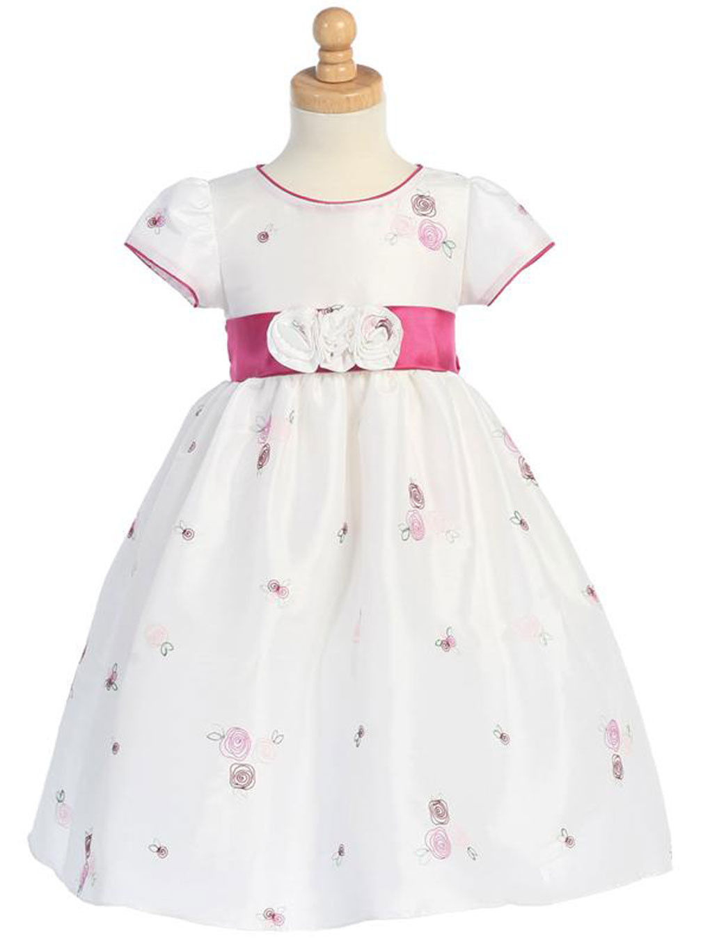 Primary image for Gorgeous Boutique Pink White Embroidered Flower Girl Party Dress Lito USA