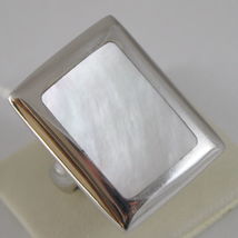 925 RHODIUM SILVER RECTANGULAR RING WITH MOTHER OF PEARL, NACRE image 3