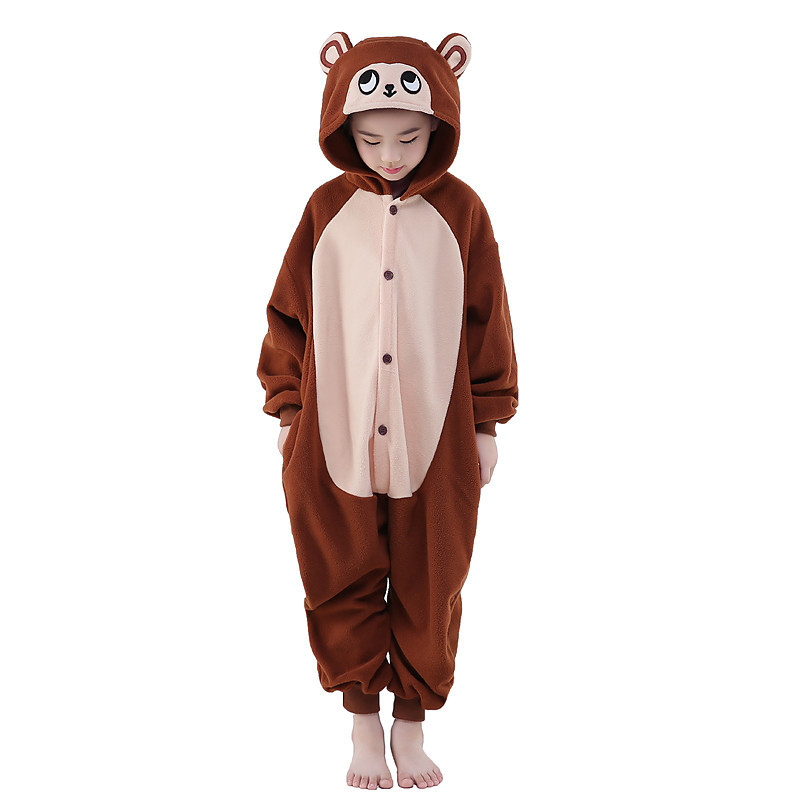 Kid's Kigurumi Pajamas Monkey Onesie Pajamas Polar Fleece Brown Cosplay For Boys