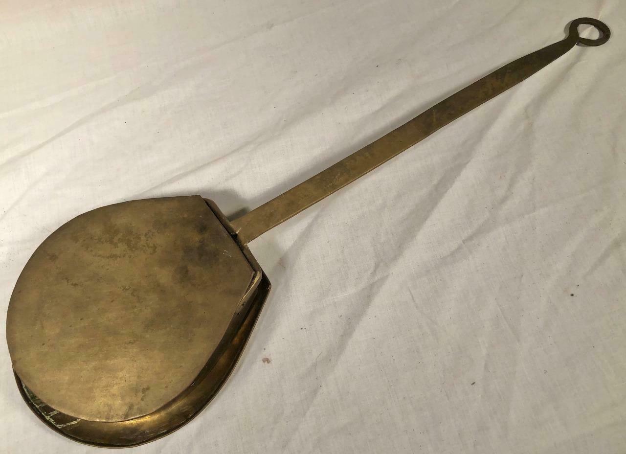 VINTAGE 21" ALL BRASS FIREPLACE EMBER HOLDER BED WARMER Hearth Ware