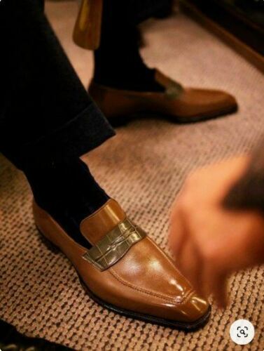 Handmade Men Brown Color Loafer Slip On Dress Business Shoes, Office Shoe