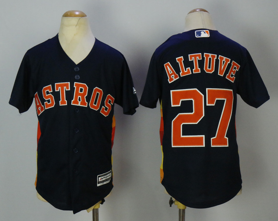Youth/Kids Jose Altuve Player #27 Houston Astros Jersey Navy Coolbase Baseball J - Fan ...