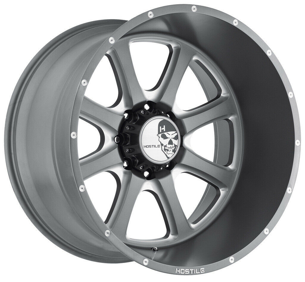 22x10 Hostile H105 Exile 8x6.5/8x165.1 -25 Gunmetal Wheels Rims Set(4 ...