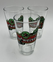 Set (3) Vintage 1997 Budweiser Pint Beer Glass Louie The Lizard - $17.81