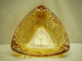 Old Vintage Hazel Atlas Ashtray Pinwheel Design Triangle Amber Gold Smok... - $14.84