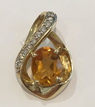 14k Yellow Gold Citrine Pendant .15 ct TDW  H Color SI Clarity - $245.00