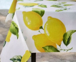 Printed Fabric Tablecloth 60"x84" Oblong, Citrus Fruits,Large Lemons, Citrina,Bm - $24.74