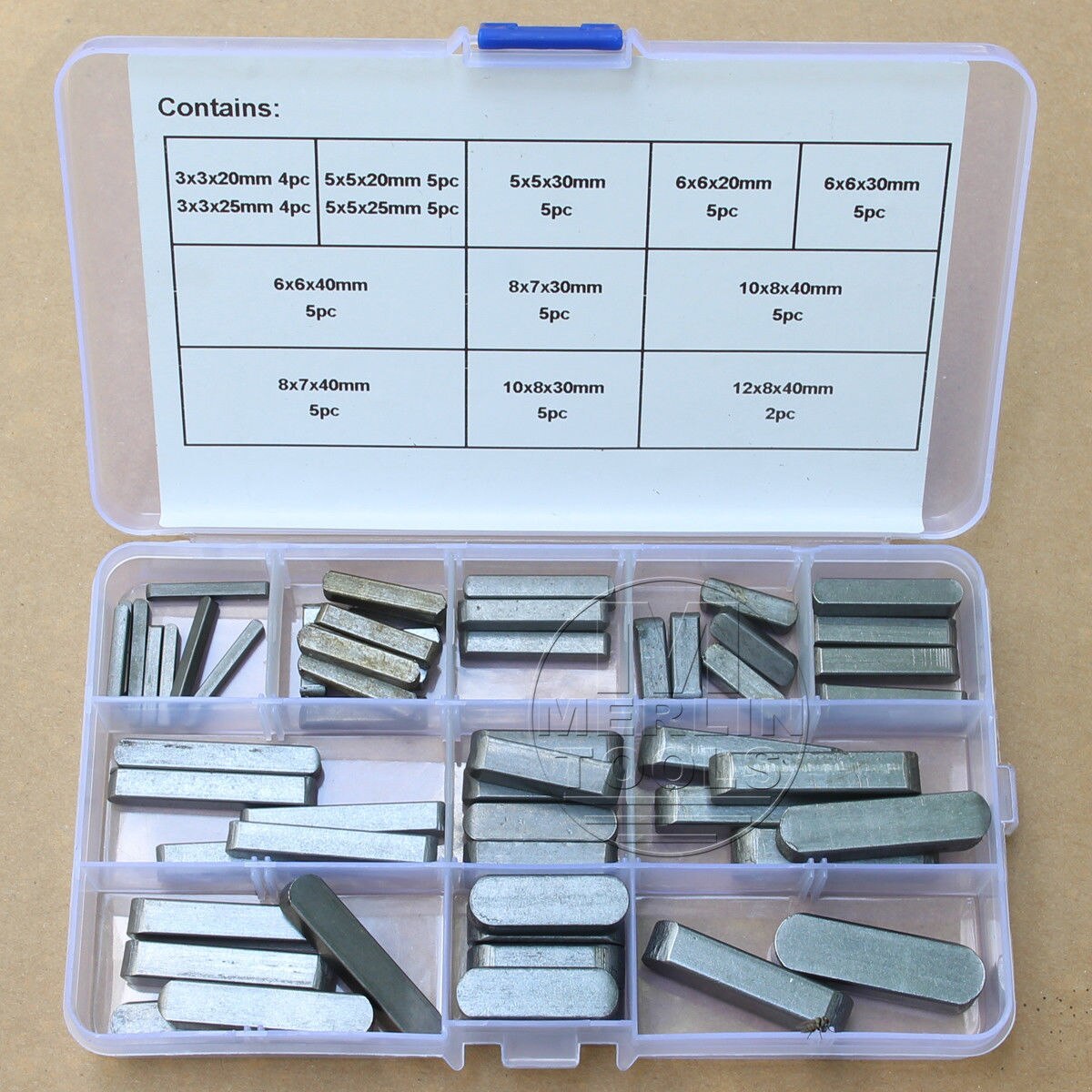 60 PC KEYSTOCK ORTMENT, LOCK PULLEYS GEARS SPETS WITH SLOTTED KEYWAYS