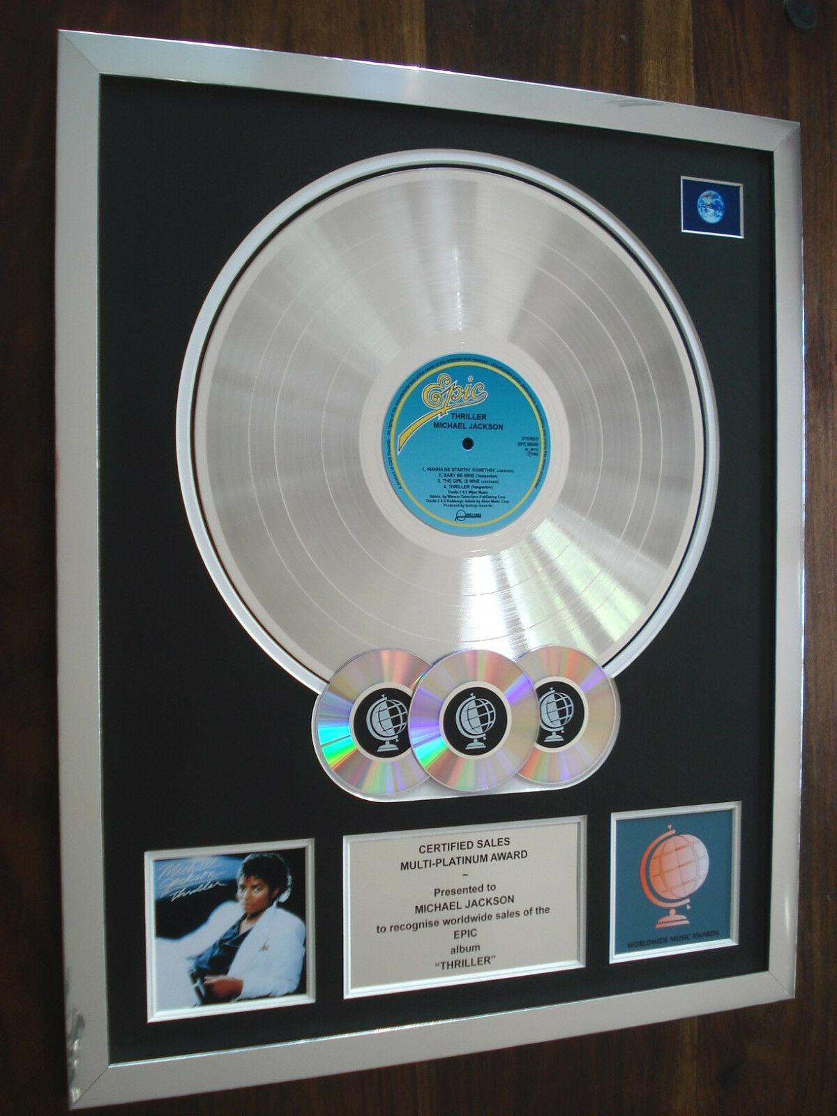 MICHAEL JACKSON THRILLER LP MULTI PLATINUM DISC RECORD AWARD ALBUM ...