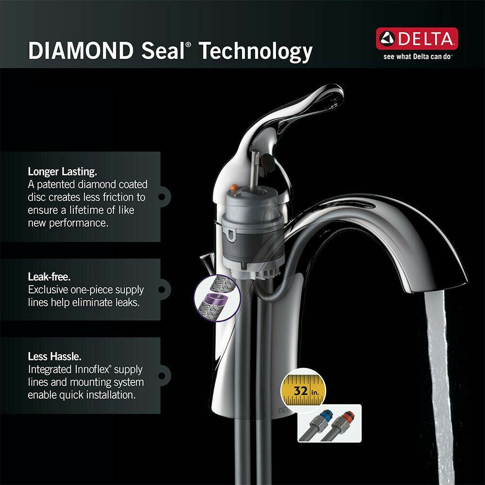 Delta Bathroom Faucet 1.2 GPM SingleHandle Touch Sensor Polished