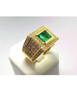 3.00Ct Lab Created Green Emerald Cut 14K Yellow Gold Over Men&#39;s Exclusiv... - $136.50