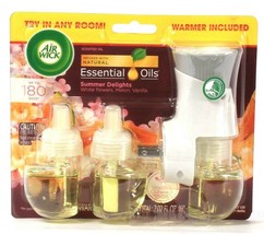 Air Wick 2.02 Oz Summer Delights Essential Oils Infused 3 Count Refills & Warmer
