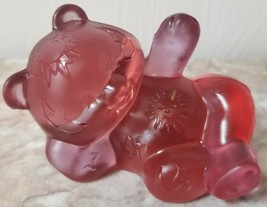 Fenton Glass Reclining Bear - Pink Sand Carved - Rosso OOAK - ORIGINAL - $89.99