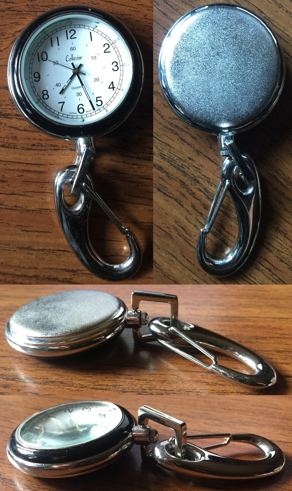 Collezio Sports Clip on Pocket Watch Silver Tone - Watches