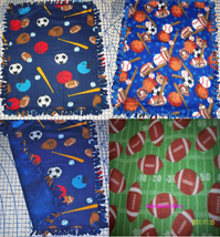 Basketball Football Baseball Fleece Baby Blanket Pet Lap Hand Tied 30" x 24" - $42.95