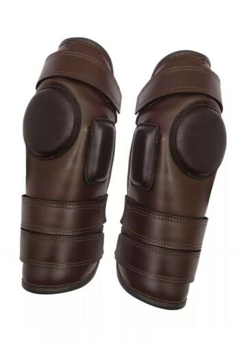 POLO RIDING 3 STRAP REAL LEATHER KNEE GUARD -BROWN FREE SHIPPING !