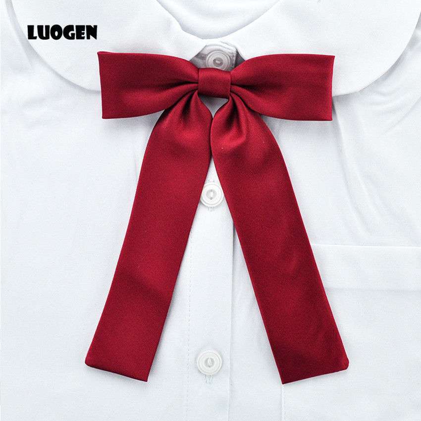 Japanese Long Bow Tie Solid Color For School Women's Uniform Students ...