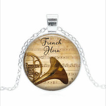 French Horn & Sheet Music Cabochon Necklace >> Combined Shipping < - $3.71