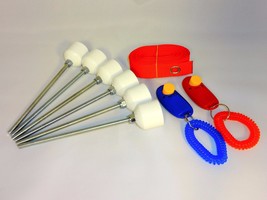 6 Weave Pole pegs with 24&quot; Spacer &amp; 2 Obedience Clickers, Dog Agility Eq... - $19.99
