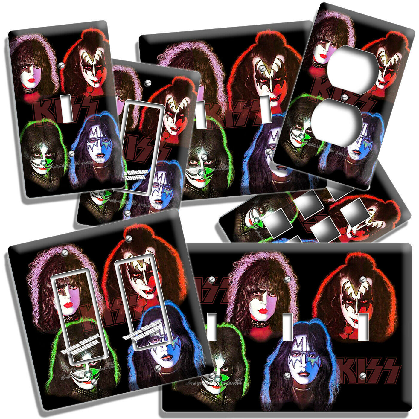 KISS HARD ROCK BAND SOLO ALBUM INSPIRED LIGHT SWITCH OUTLET PLATES STUDIO DECOR