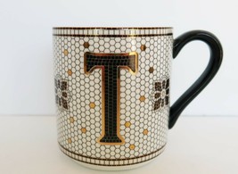 Anthropologie Gold Black Honeycomb Mosaic Tile Monogram T Initial Coffee... - $29.99