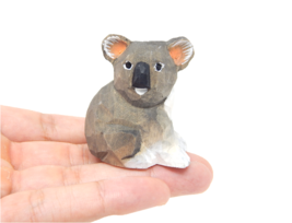 Koala Bear Sculpture Miniature Wood Garden Statue Decor Baby Australia C... - $7.99