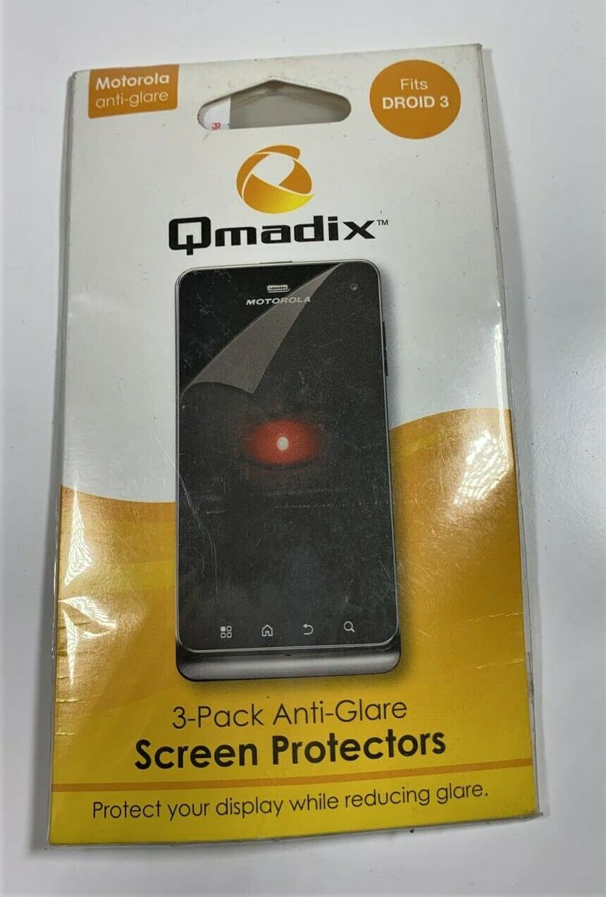 Qmadix Anti Glare LCD Screen Protectors Fits Motorola Droid 3 (Pack of 3)