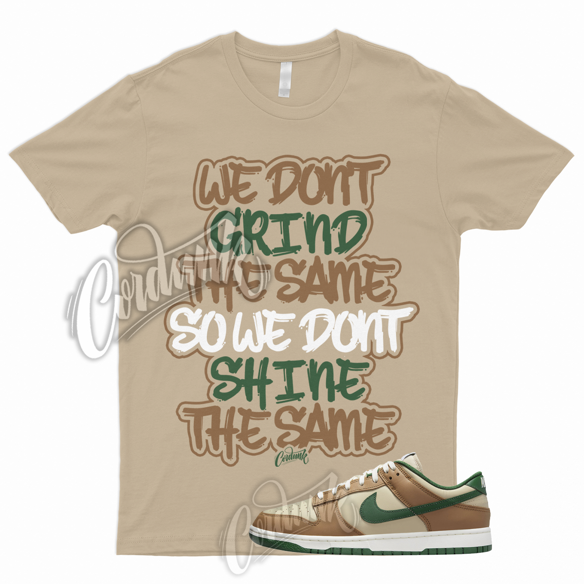 GRIND T Shirt for Dunk Low Tan Green Rattan Gorge Sail Dark Driftwood ...