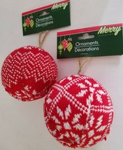 Christmas Ornaments Sweater Balls 3.7” w Hanging Loops 1/Pk Select: Design - $2.99
