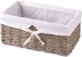 Seagrass Shelf Basket With White Lining By Vintiquewise(Tm). - $38.96