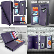 LG Stylo 6 Wallet Case Magnetic Detachable Leather Flip Folio Card Slots... - $32.69