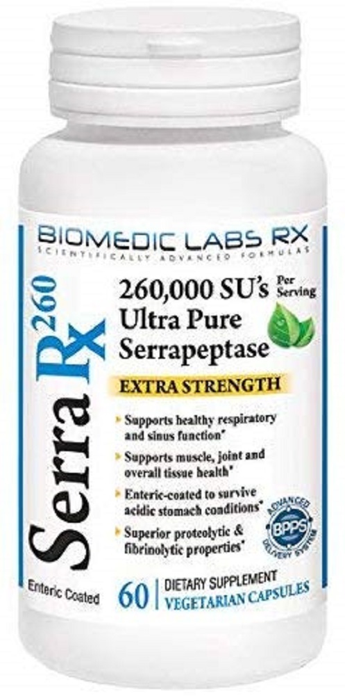 Serra-RX 260,000 SU Serrapeptase - Enteric Coated Proteolytic Systemic Enzyme,