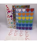 Heart Stickers Lot Of 5 Sheets Multi Color Prism Shimmer Scrapbooking Cr... - $11.88