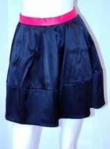 H&amp;M Conscious COLLECTION Eco-Friendly BLACK Pink WAISTBAND SATIN Skirt 6... - $39.97