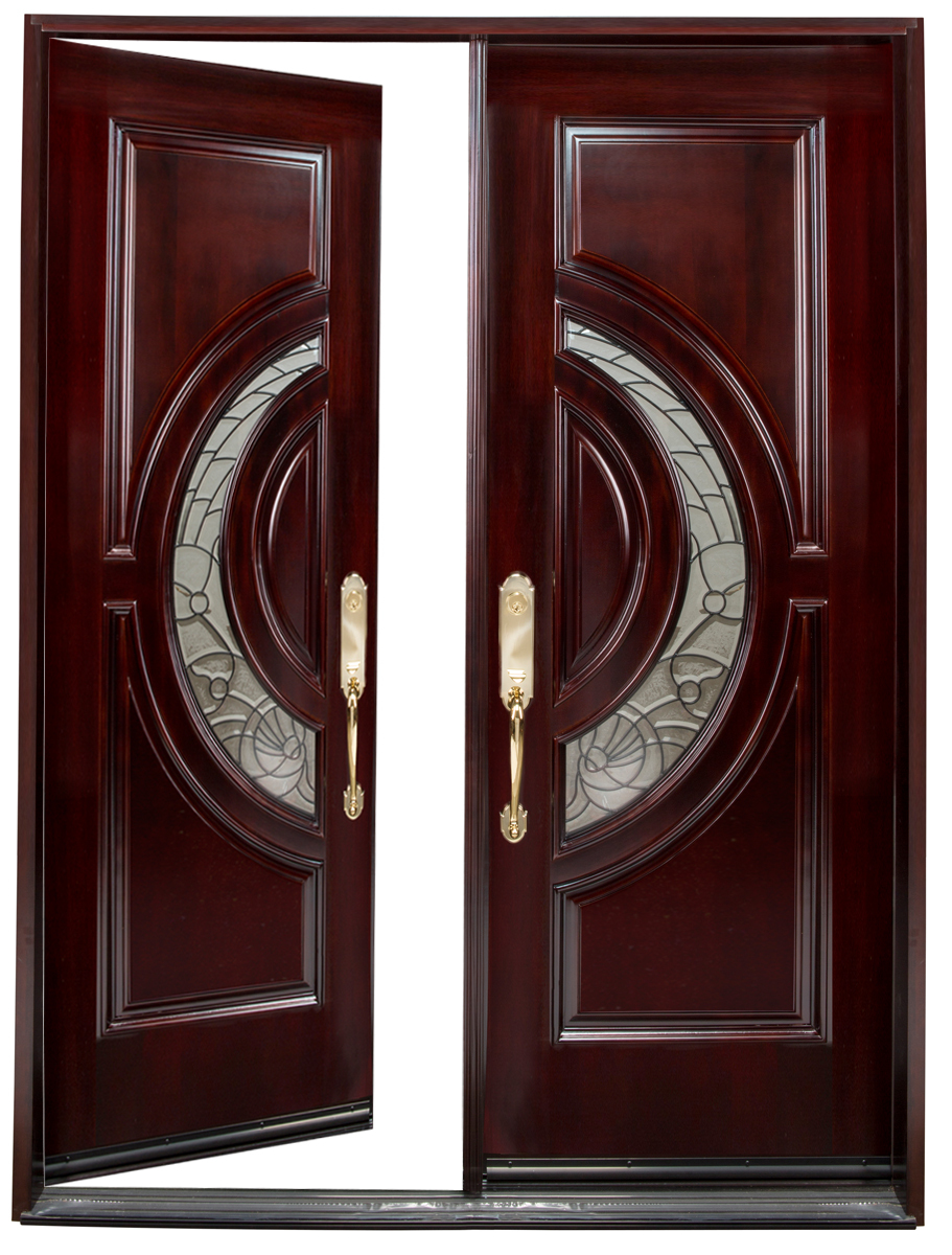 r 580E32"X80"X2 Left Hand SwingIn Mahogany Double Exterior Front Entry