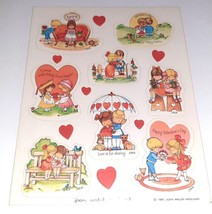 Vintage Joan Walsh Anglund Hallmark Sticker Sheet 1980 Valentine&#39;s Day - $11.88