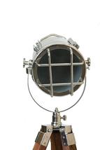 NauticalMart Studio Searchlight Tripod Floor Lamp With Teak Wood Stand image 3