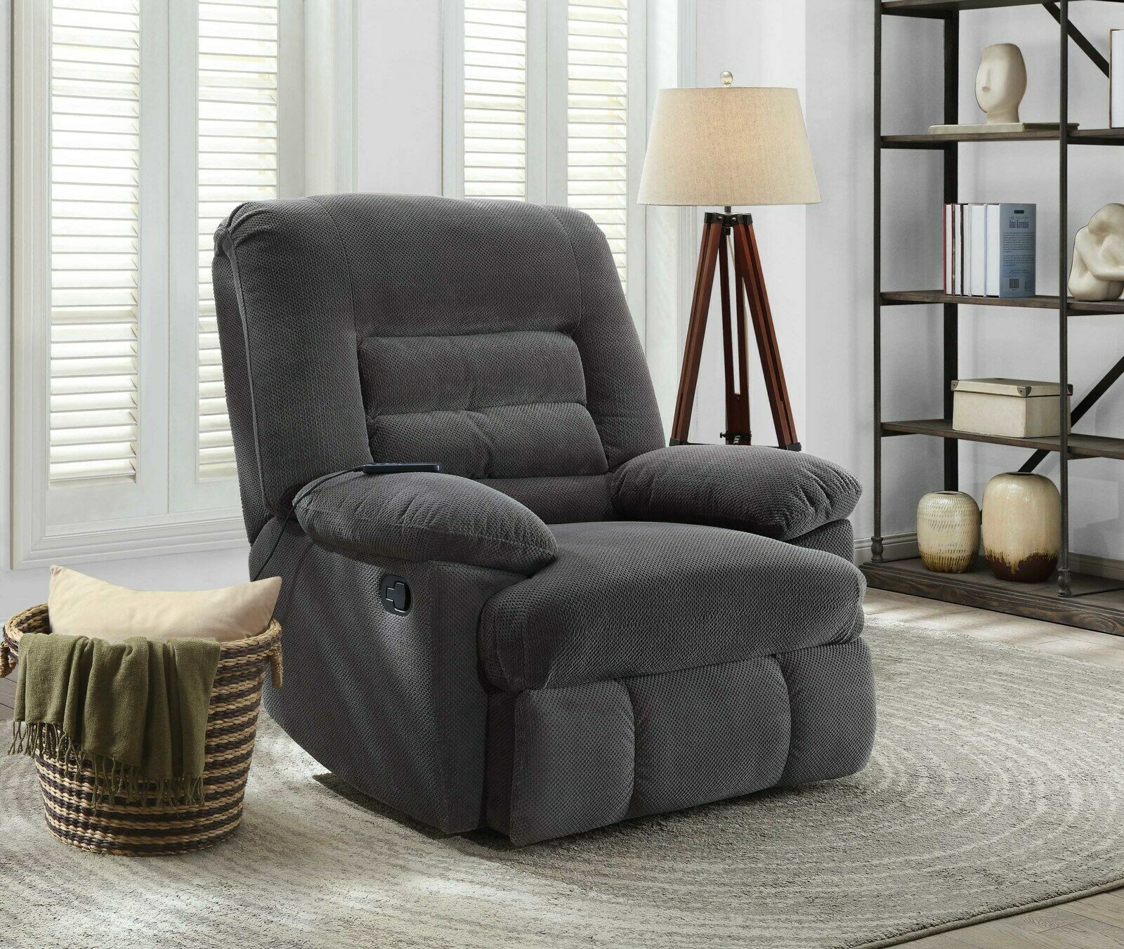 Serta Big Tall Memory Foam Massage Recliner, Faux Leather, Sage color