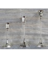 Set of Three Sheffield Silverplate Candlestick Holders / Art Deco Style ... - $30.00