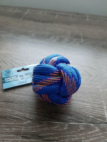 (1) MONKEY FIST KNOT ROPE BALL LARGE DOG TOY 3" BLUE w/PINK, ORANGE - Toys