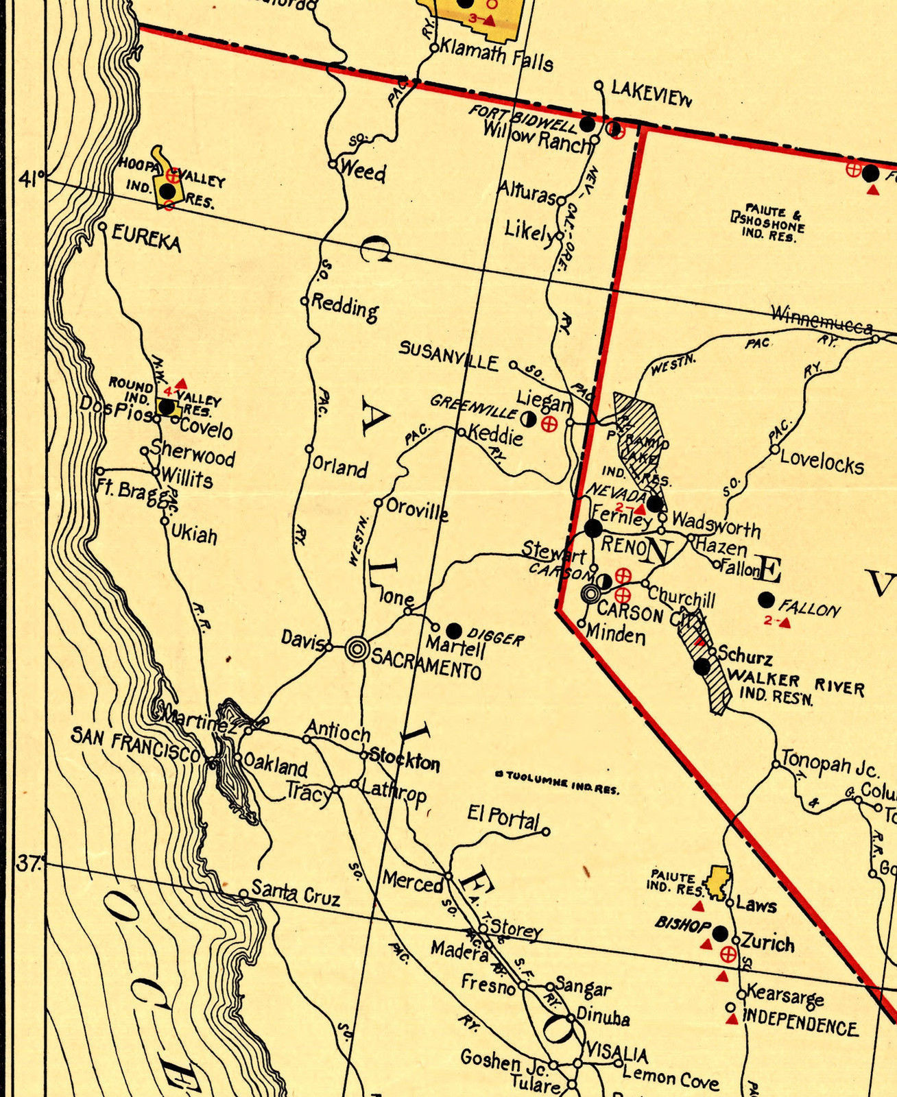 1921 Map of Indian Reservations West of the Mississippi River Poster