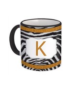 Monogram Letter K : Gift Mug Zebra Letter Initial ABC Animal Arabesque - $15.90