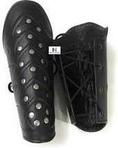 Medieval Epic Ranger Thief Sable Black Studded Leather Light Armor Laced Greaves