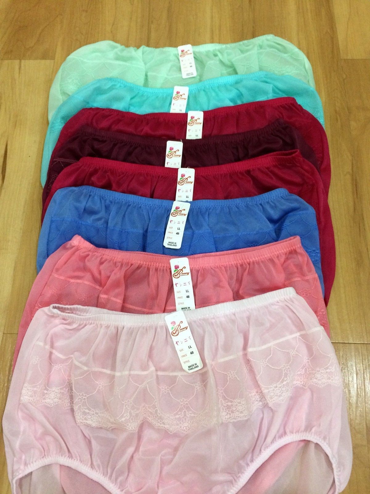 8 Pcs.Pinup Vintage Style Sheer Nylon Lacy PANTIES Gusset Knickers Full