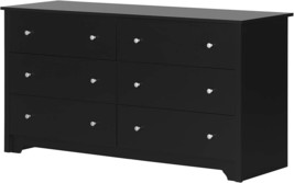 South Shore Vito Collection 6-Drawer Double Dresser, Black with, Pure Black - $330.97