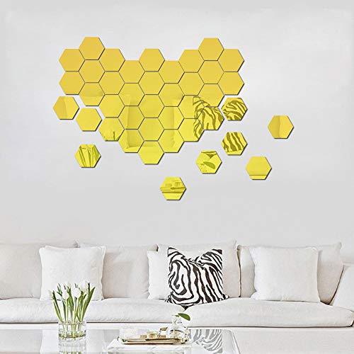 ATFUNSHOP Hexagon Mirror Wall Stickers 12 PCS 5inch - Removable Acrylic ...