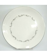Royal Doulton Coronet Dinner Plate 10.25&quot; White w Gray Scroll Silver Band - $8.01