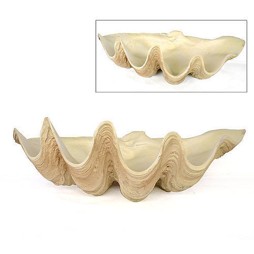 STUNNING LARGE FAUX CLAM SHELL BOWL ART BEACH OCEAN TABLE ...