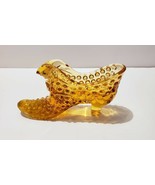 Amber Glass Vintage Fenton hobnail Slipper Shoe Cat&#39;s Head 1960 - $14.24