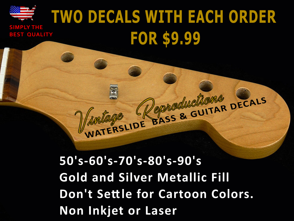 Metallic Silver Fender 50's Telecaster Custom WaterSlide Decal Guitar